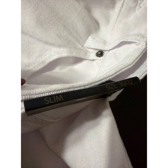 Fire Rain Denim White Distressed Slim Fit Jeans Holes F&R Size 36 x 32 NWT - Picture 6 of 6